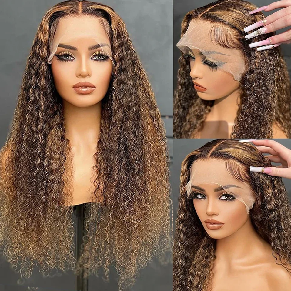 Parrucca evidenziata da 40 pollici Capelli umani 13X6 Onda profonda Color miele biondo Parrucche frontali in pizzo per capelli umani per le donne