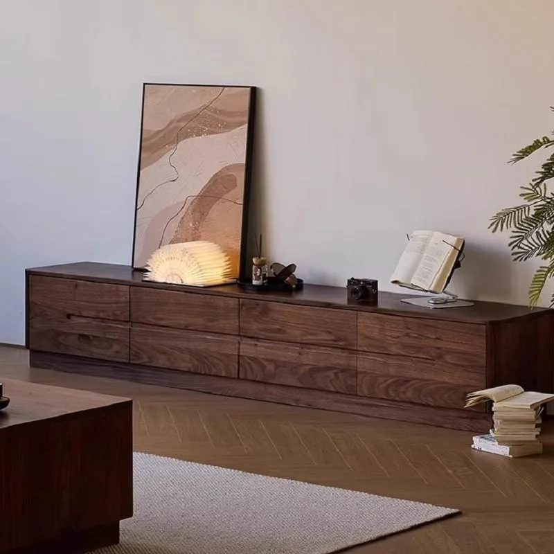 

North American black walnut TV cabinet coffee table combination all solid wood storage cabinet living room furniture modern