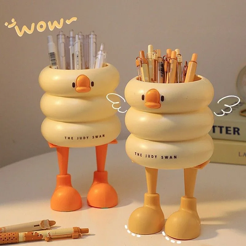 1pc High Appearance Large Capacity Duck Pen Holder Desktop Storage Box Office Pen Placement Ornament