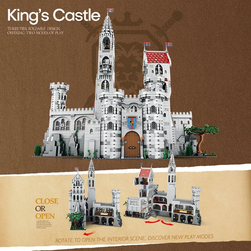 New 55016 3999pcs MOC Medieval king's Castle Building Blocks Bricks Assembling Model Construction Toys for Children Gift Set