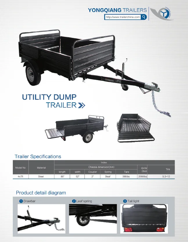 Powder Coated Landscape Utility Car Trailer Heavy Duty Multi-Purpose