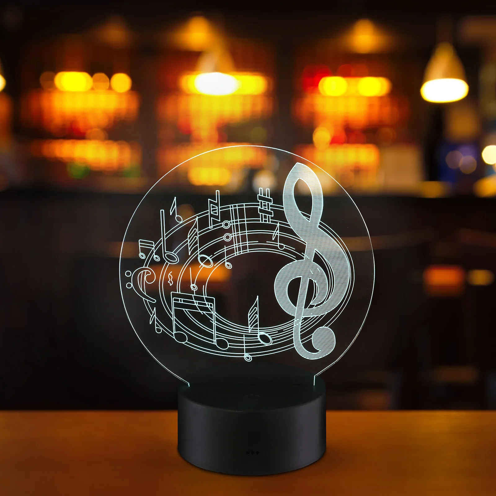 

1Set LED Night Light Creative Music Notes Pattern Black Lamp Bedside Decoration Table Lamp Stylish Desk Ornament