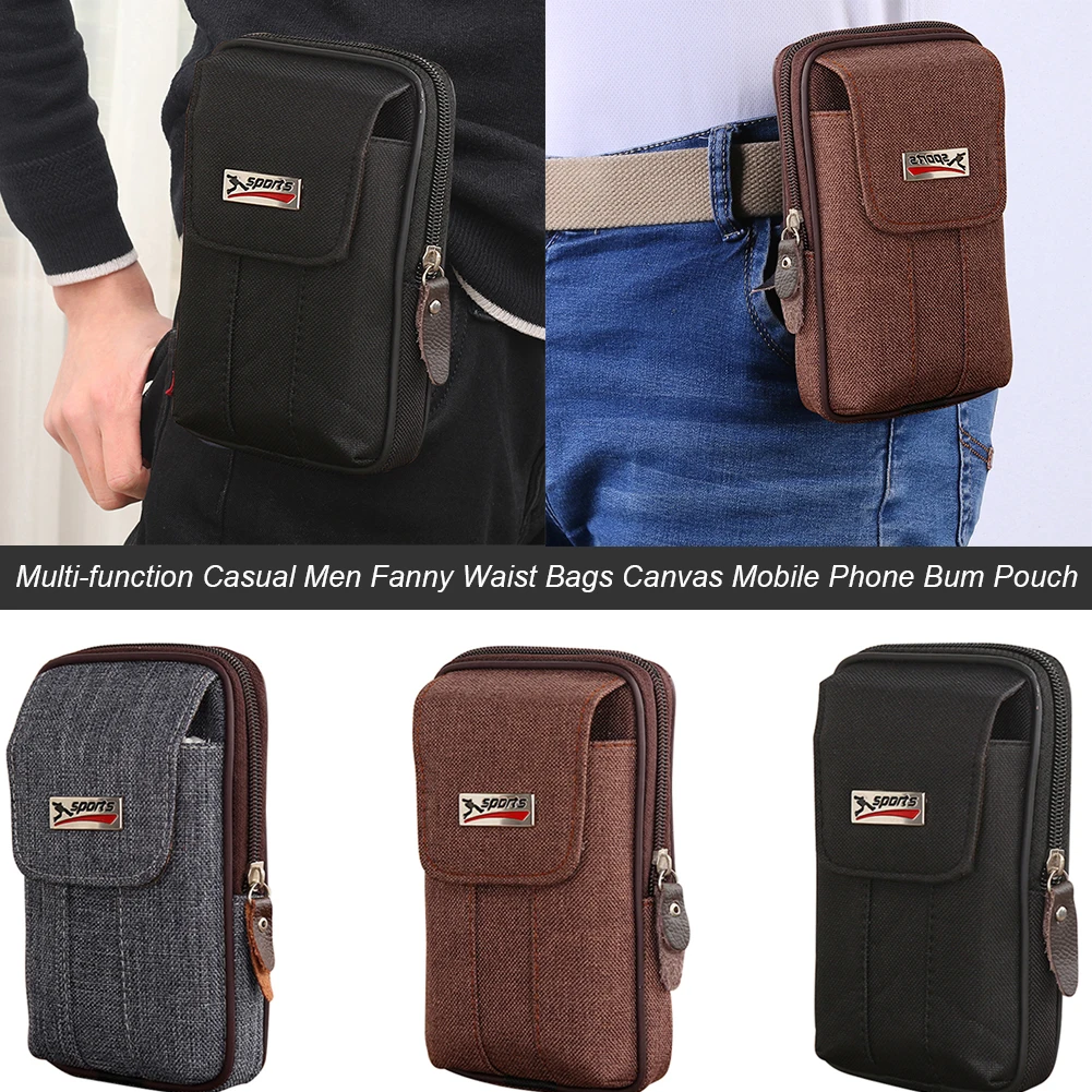 Men Waist Purse Canvas Casual Outdoor Sporting Fanny Multi-function Phone Pocket Business Waist Bag Men Chest Pack