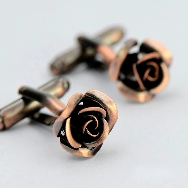 Classical Copper Rose Cufflink Cufflinks Men's Retro Nostalgic Metal Cufflinks French Shirt Buttons