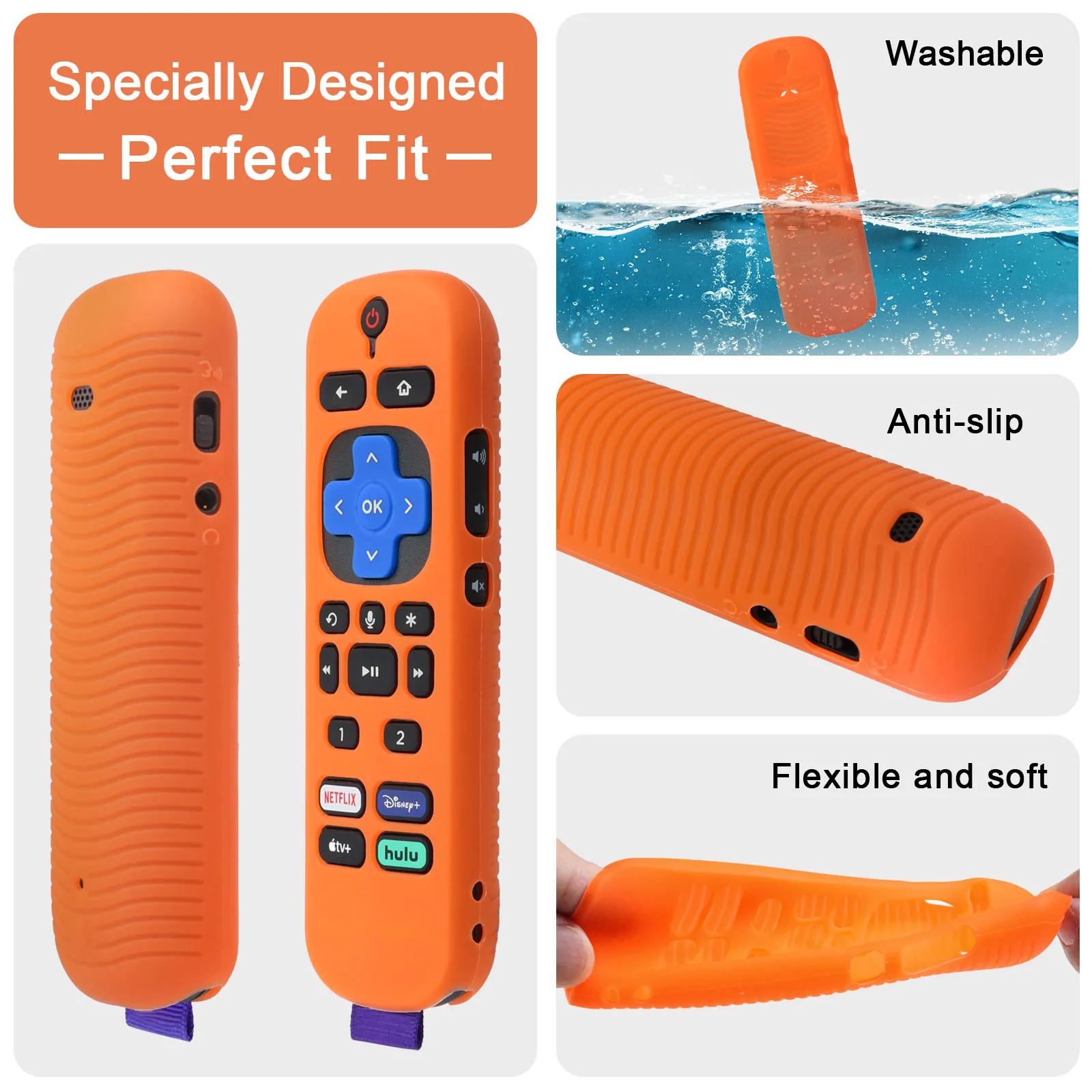 Protective Sheath Case Silicone Shockproof Cover Fit for 2021 TCL for Roku TV Voice Pro Remote Controller Anti-Lost Fluorescence