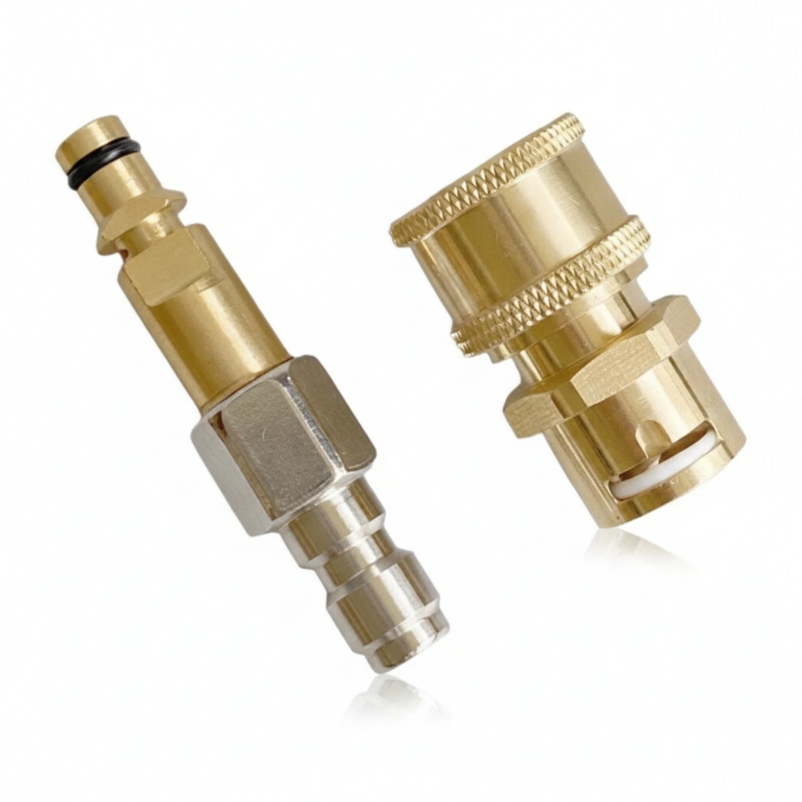 2 Pieces 1/4-Inch Quick-Connect Adapter Brass Pressure Washer Adapter with Male and Female Fittings