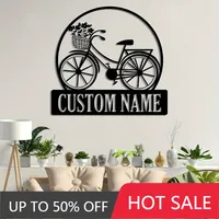 1PC Unique Tailored Metal Signs with Custom Bicycle Patterns Ideal Family Surname Wall Art Indoor Outdoor Garden Home Café Deco