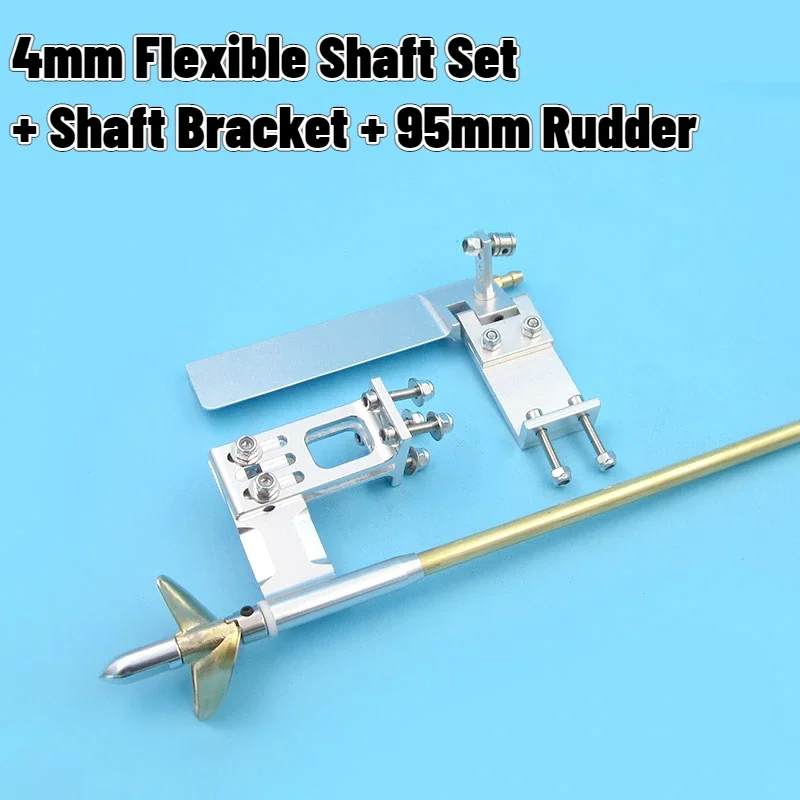 95mm Rudder+4mm Integrated Flexible Shaft+Shaft Bracket Transmission Set RC Boat Electric Boat Methanol Boat