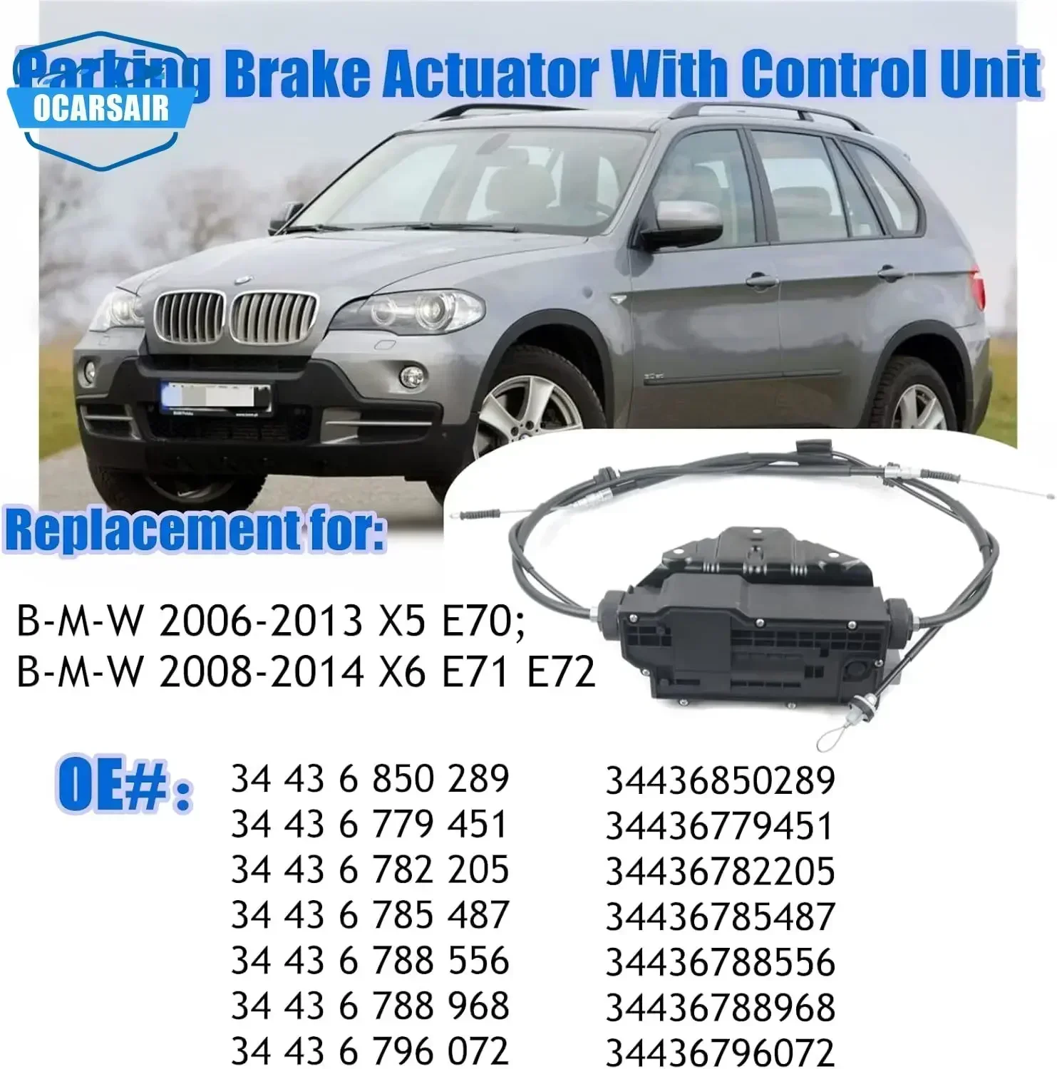 Electric Parking Brake Handbrake Actuator with Control Unit 34436850289 for BMW X5 X6 E70 E71 E72 34436779451