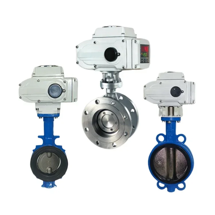 

electric actuator 220V DN100 PN16 ductile iron casting actuated electric wafer type motorized butterfly valve