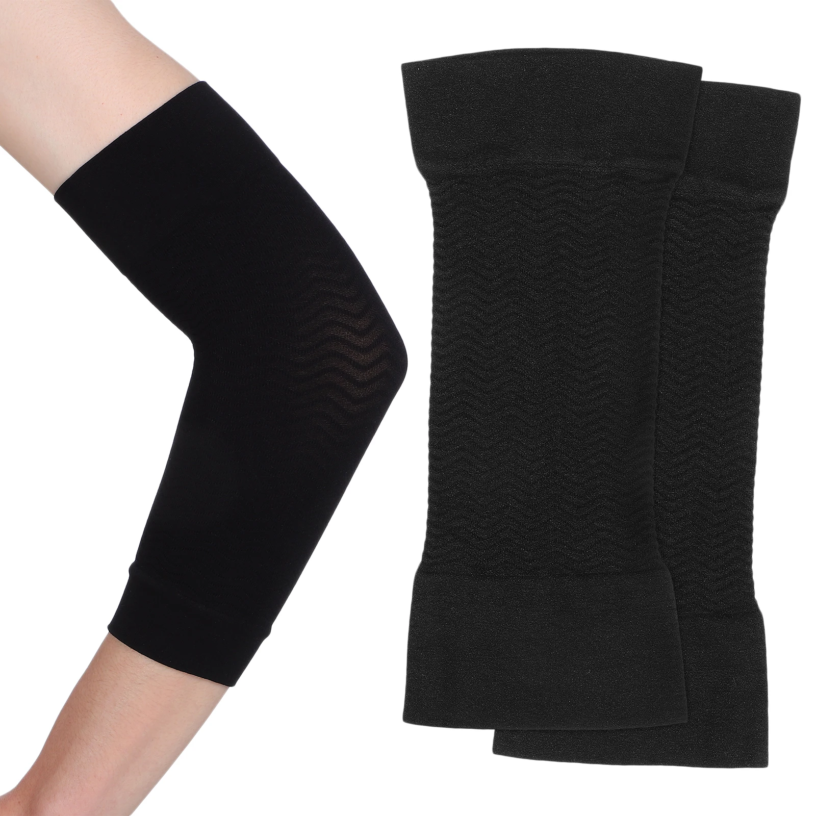 

1 Pair Black Elastic Compression Arm Sleeves For Slimming Shaping Upper Arms Improved Circulation Support Fitness Workout Arm