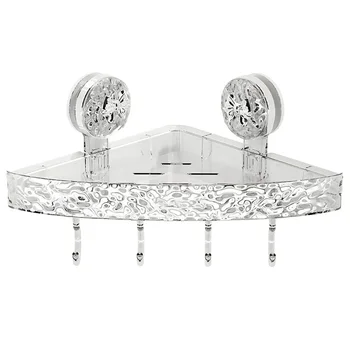 1 pacote de rack de armazenamento de chuveiro acrílico sem perfurador multifuncional rack de chuveiro do banheiro glaciar água ondulação rack de armazenamento de canto