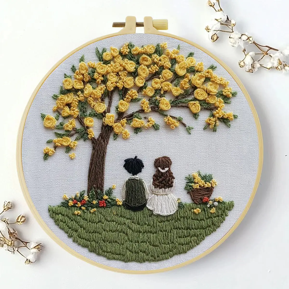 1 Stück 20X20CM/15X15CM 7,87/6,3 Zoll Baum-Stickerei-Starter-Kit DIY-Kit DIY-Stickerei-Set Handarbeiten Heimdekorations-Set für Anfänger – Detail 4