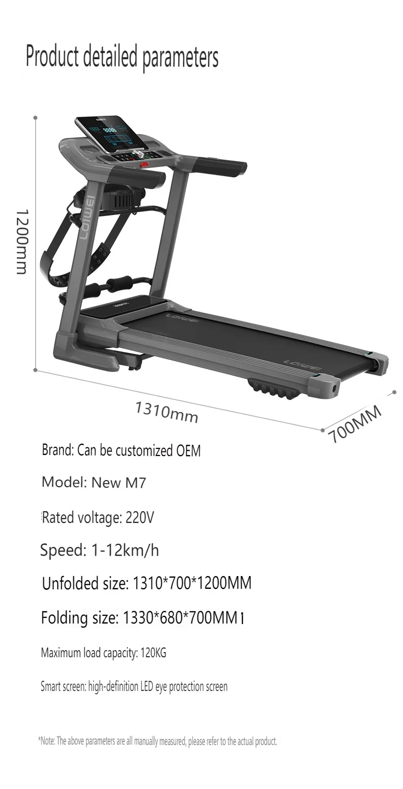 Professional Home Gym Treadmill Shock Absorption Motorized Electric for Exercise LED Screen for Users 120kg Shows Calorie