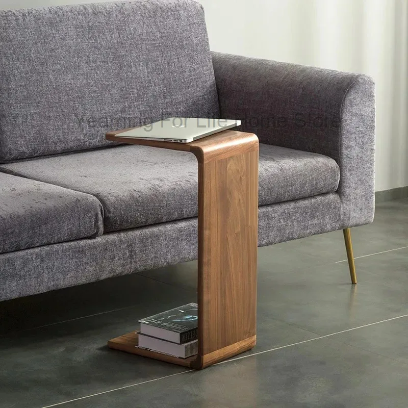 

Nordic Solid Wood Side Table Black Walnut Sofa Corner Table Japanese Style Living Room Coffee Table Simple Small Side Table BK55
