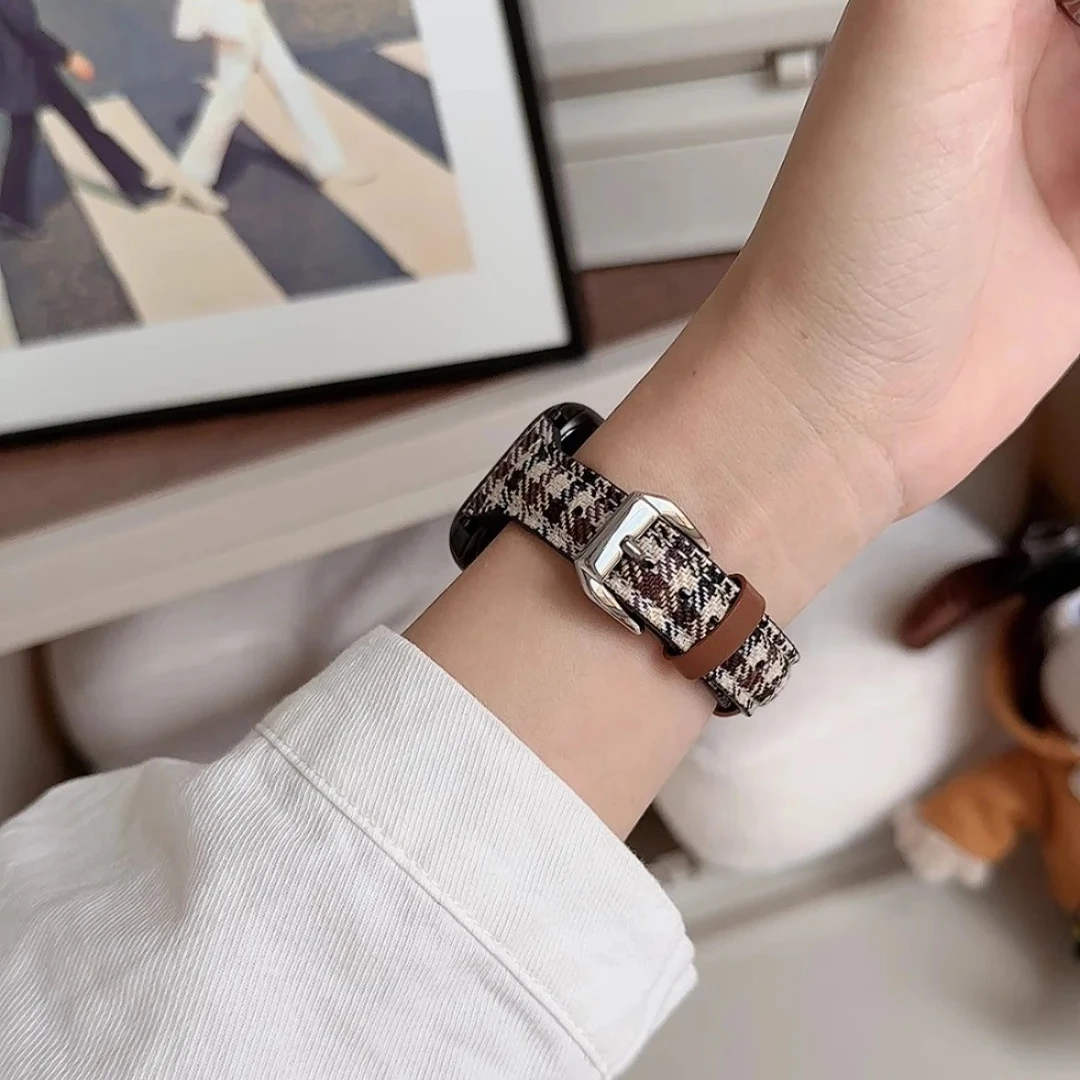 Leather Strap for Apple Watch Thin Patterned Compatible with iWatch Series 9 8 7 6 5 4 3 2 1 Sizes 41/45mm 40/44mm 38/42mm 49mm