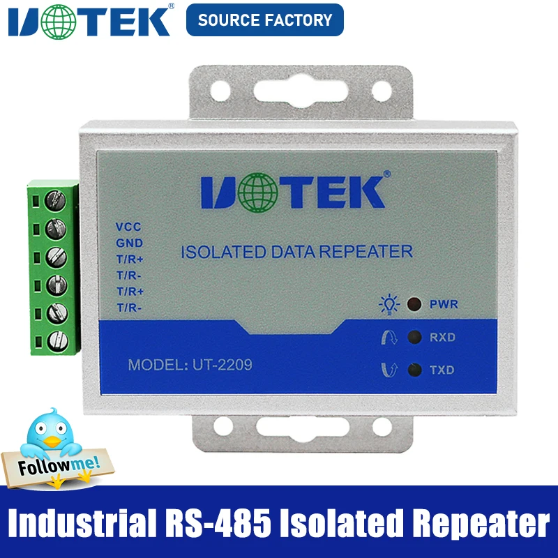 UOTEK Industrial Grade RS-485 RS 485 Repeater RS485 with Optical Isolation 600W Lightning Surge ±15KV ESD Protection UT-2209