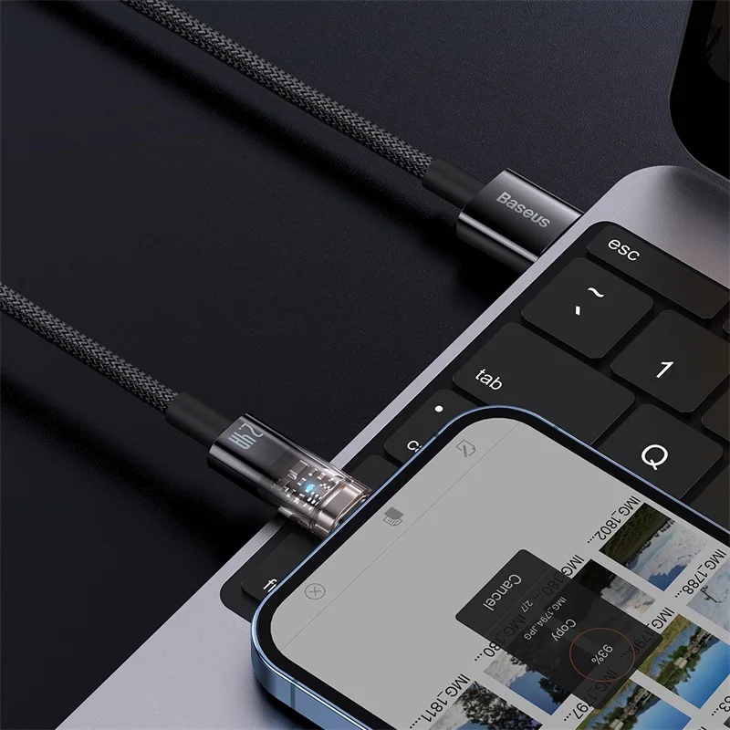 Baseus Explorer Series Auto Power-Off Fast Charging Data Cable USB For IPone 2.4A And Type-C  For IPone 20W