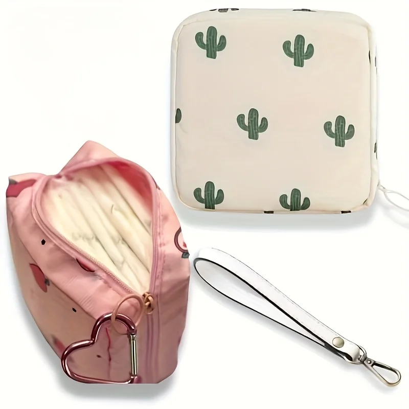 1pc Cute Cartoon Sanitary Pad Storage Bag Large-capacity sanitary pad organizer bag Portable travel bag Applicable