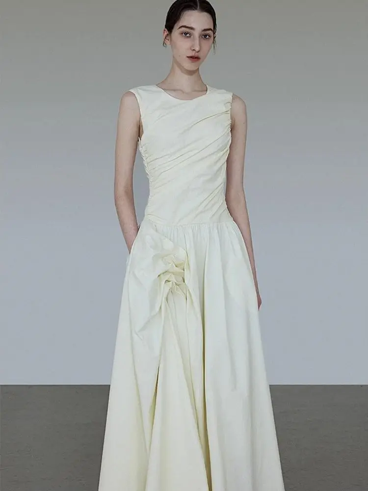 

Ele White Svel A-Line Dr 2024 Design Sensation High Waist Long Skirt Polyester Fiber Commute Sle Summer Dr