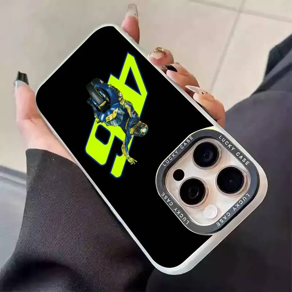 1 funda de teléfono v-valentinoS r-ossies 46 láser IMD Color carcasa plateada para IPhone 17 16 15 14 13 12 11 Air Pro Max Plus