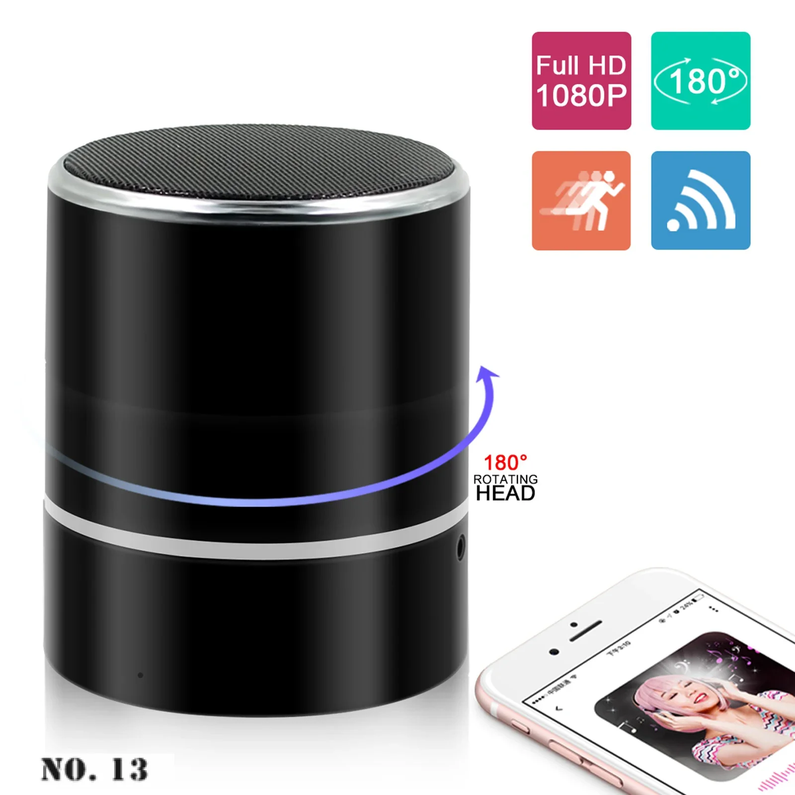 Imagem -02 - Wifi Nanny Cam com Alto-falante Bluetooth Câmera Escondida sem Fio Ângulo de Visão de 240 Graus Full hd 1080p para Casa Loja Escritório Novo