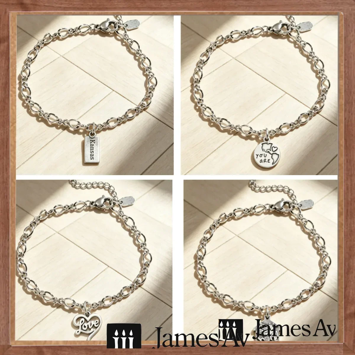 Silver Plated Paperclip Chain Charm Bracelet for Women, Engraved Tag Pendant Bracelet with Kansas World Map Heart Charms, Link Bracelet, Fashion Stackable Jewelry, Birthday Valentine Friendship Gift for Girls, Trendy Daily Wear Wrist Accessories