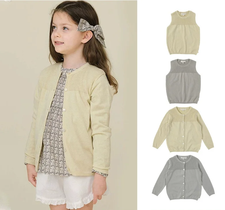 2026  New Spring Summer Baby Girls Knitted Long Sleeve  Coat Cardigan Kids Cotton Knitted Vest Boys Sweater  Kids Clothes