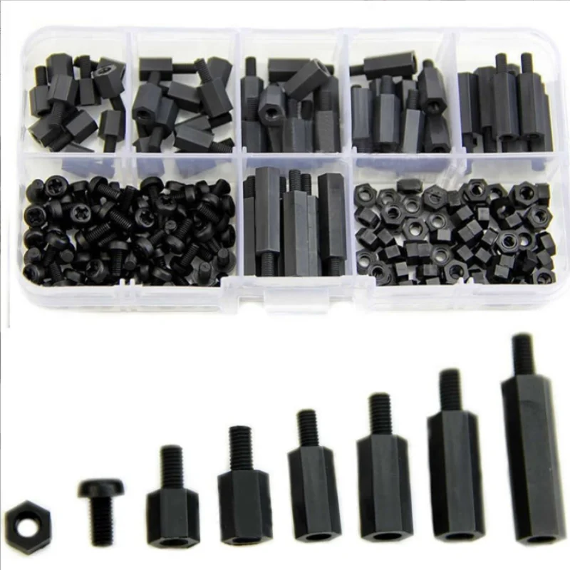 180-teiliges M3 gemischtes Set aus weiblichen und männlichen Sechskant-Abstandsschrauben, Nylon-Abstandshalter für PCB-Motherboards, Befestigungsschrauben für Kunststoff und Holz