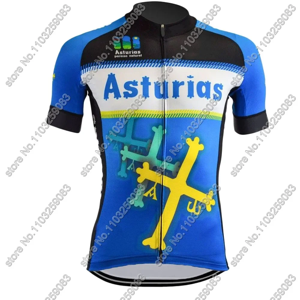 Team 2024 Asturias Cycling Jersey Set Summer Spain Clothing Road Bike Shirts Suit Bicycle Bib Shorts MTB Wear Maillot Ropa