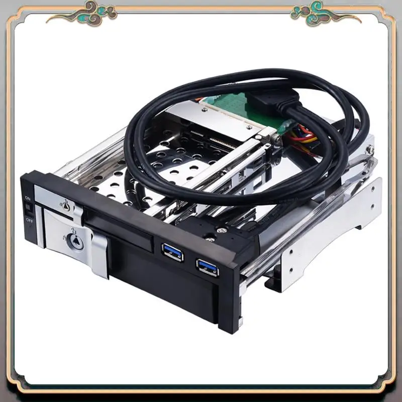 Durable 5.25Inch Internal Dual Slot Hard Disk Case 2.5+3.5 Inch SATA HDD/SSD Enclosure Tool-Free Design With 2 Safety Locks