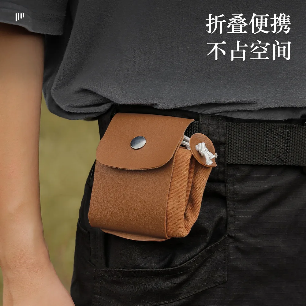 Outdoor foraging bag fruit picking bag waist hanging tool belt bag drawstring bag folding canvas tool storage bag