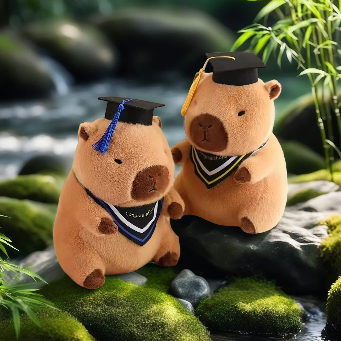 Cappello da dottore Capibara Peluche Laureato Bambole di peluche Simpatico animale di pezza Peluche Ciondolo carino Morbido cartone animato Cuscino Regalo di laurea