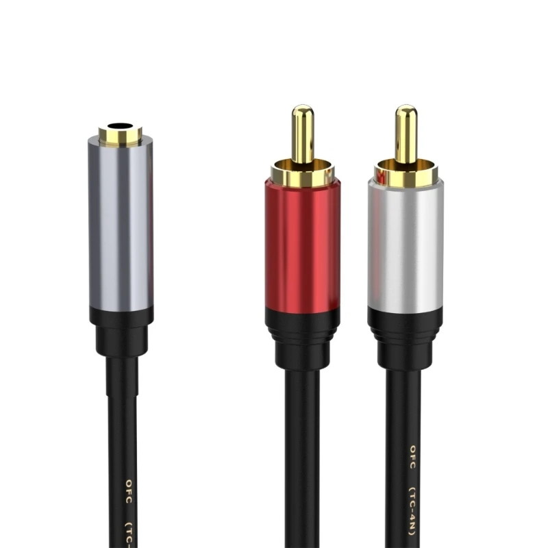 Stereo 3.5 RCA Y Cable 2RCA Male to 3.5mm Female AUX Jack Adapter Audio Cord for Computer MP3 Phone Speaker Home Theater DVD