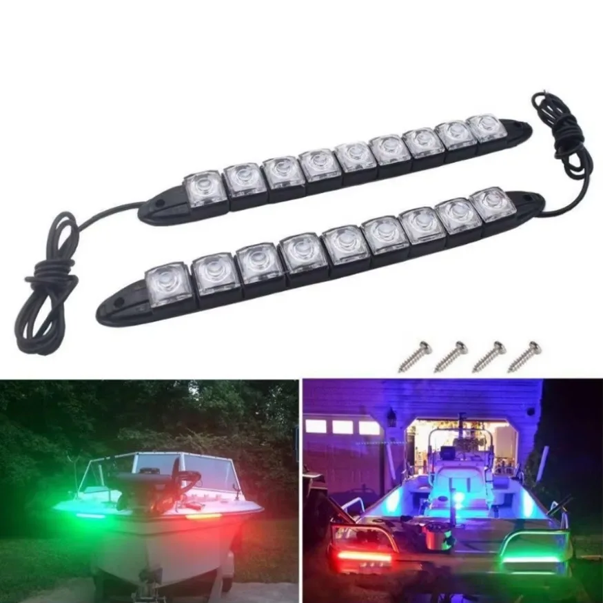 12V Waterproof Marine Boat LED Strip Lights Red & Green 9LED Navigation Marine Lights Super Bright for Boat Dinghy Pontoon Kayak