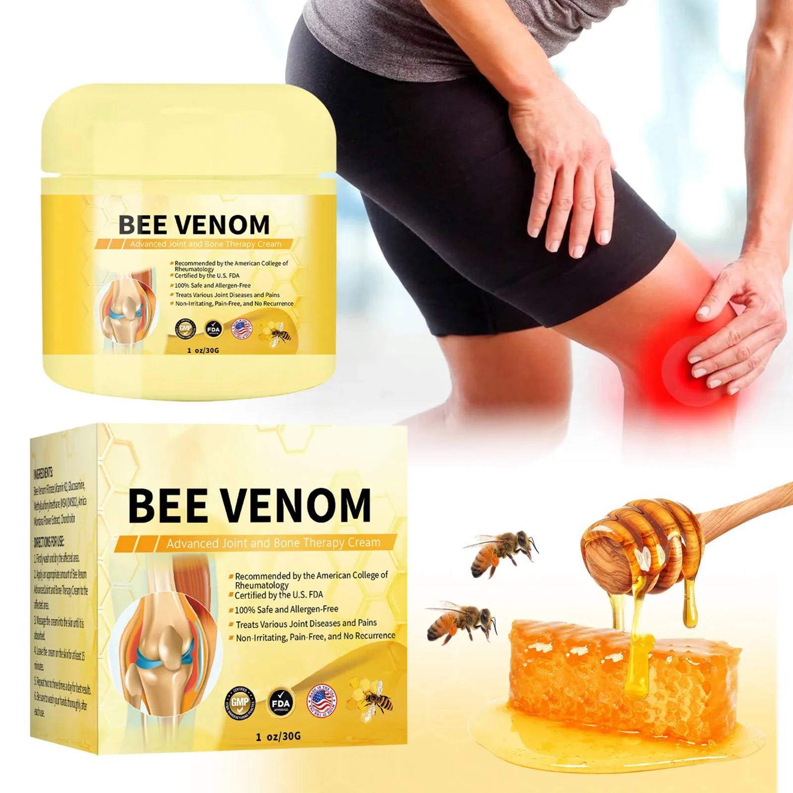 30g Bee Venom Joint Care Cream For Hands Legs Bones And Lumbar Spine For Long Sitting Joint Pain Body Bone Therapy Care Cream