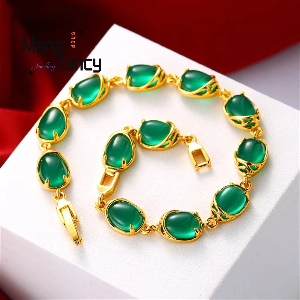 

Natural Agates Chalcedony Bracelet Fashion Designer Elegant Luxury Jade Fine Jewelry Best Selling Sexy Young Girls Holiday Gifts