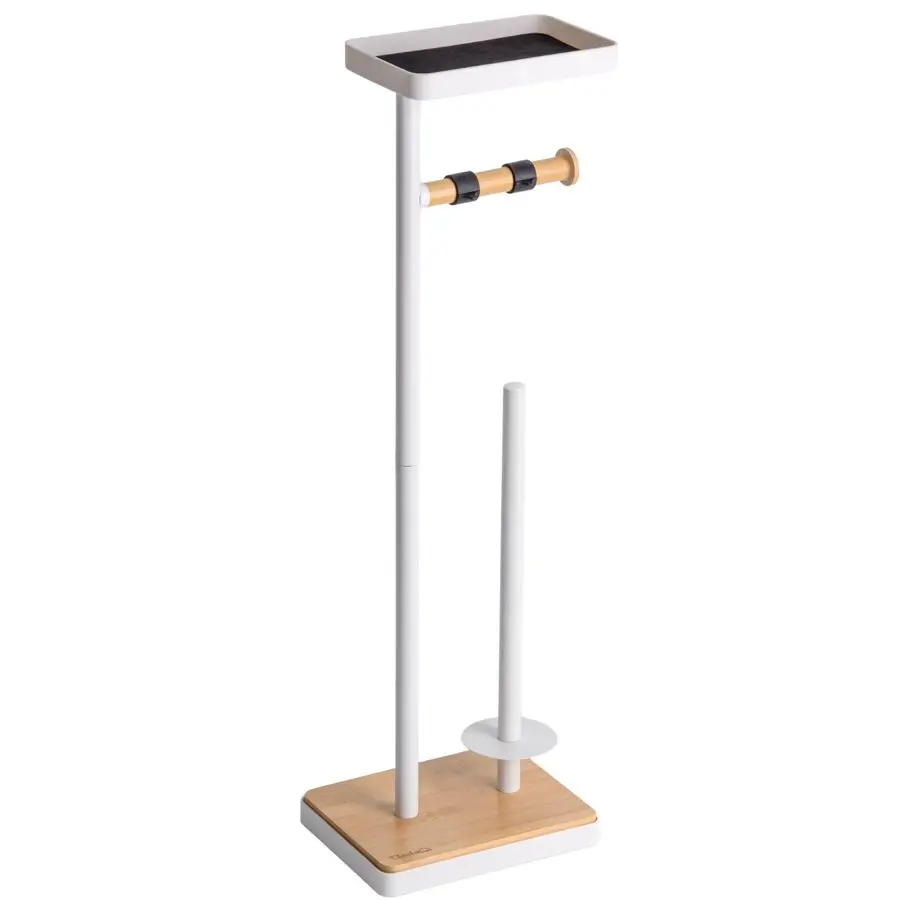 

Напольный держатель для туалетной бумаги с полкой для хранения и верхней полкой, белый, с утяжеленным основанием