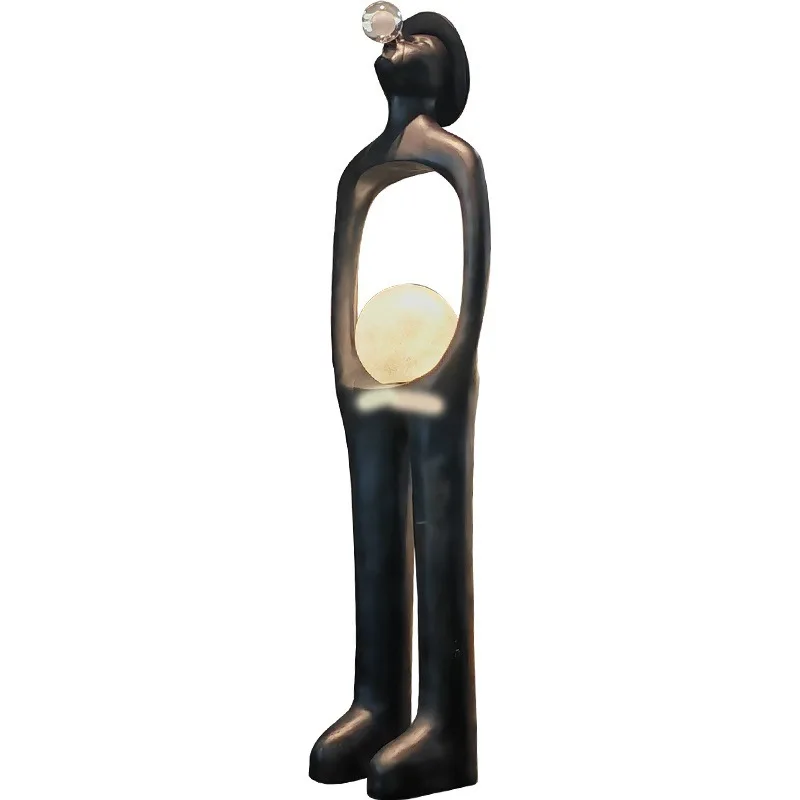 Large-scale art sculpture resin decorative ornament light luxury standing lamp character hotel lobby