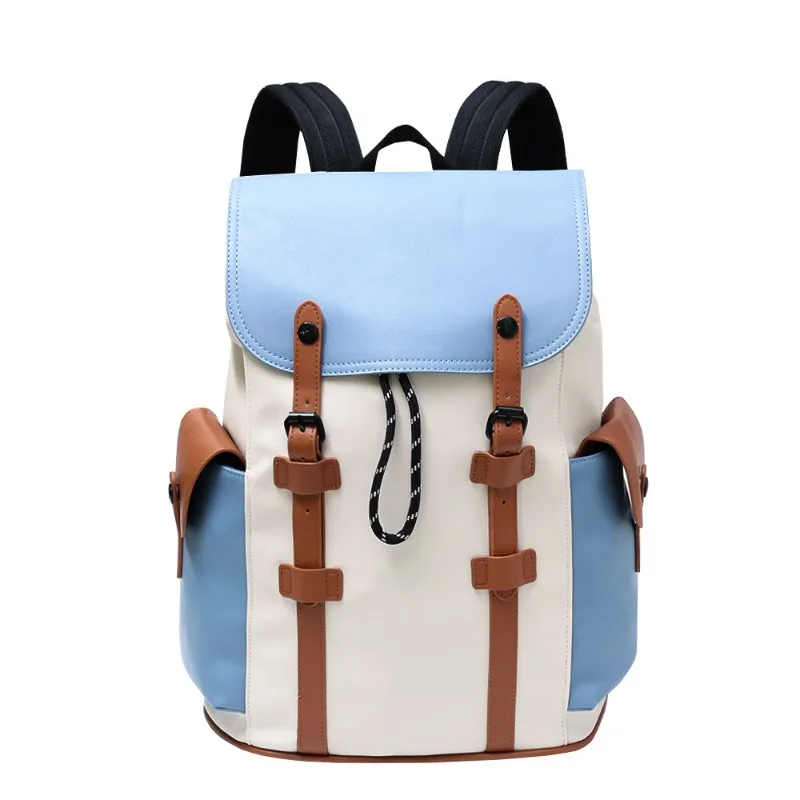

New Fashion Backpack Men Large Capacity 14 Inch Laptop Backpacks for Men Patchwork PU Leather Backpack Male Flap School Bags