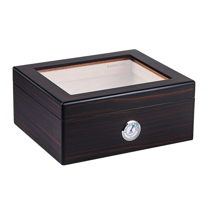 

Large Capacity Cigar Box Cedar Wood Visible Skylight Cigar Humidor Wooden Cigar Accessories