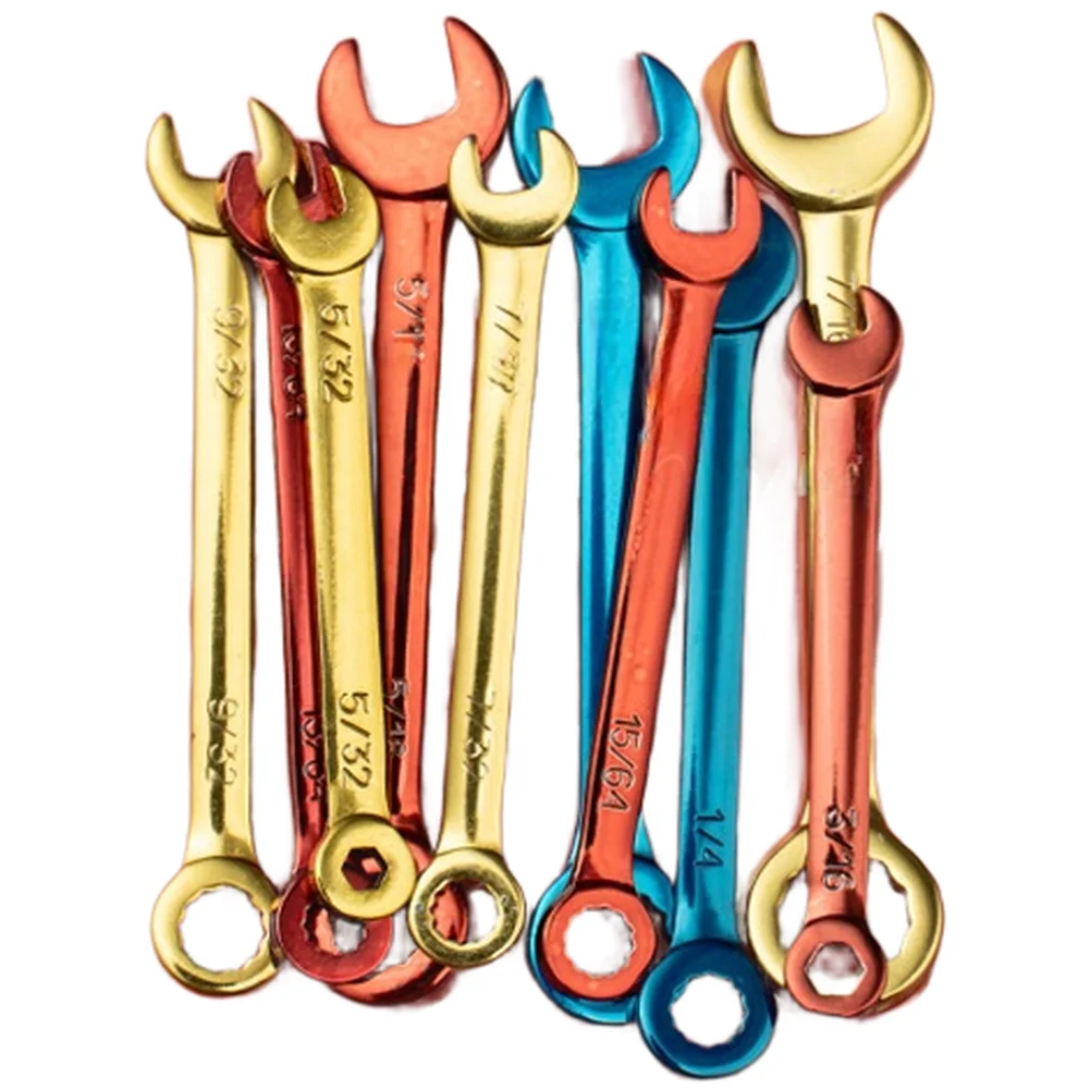 Juego de 10 llaves combinadas métricas y SAE con trinquete, llave de doble propósito, llave de boca abierta con trinquete, herramienta manual
