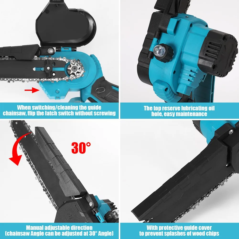 منشار كهربائي صغير لاسلكي 21 فولت 8 بوصة 2000 وات، منشار كهربائي بزاوية قابلة للتعديل لبطارية ماكيتا 18 فولت، قطع الخشب والبستنة