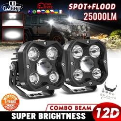 CO LIGHT Led Work Lights For Motorcycles 4 Inch Bright 4x4 Led Lamp Bar Spot Flood 25000LM for Tractor Truck Offroad SUV 12V 24V