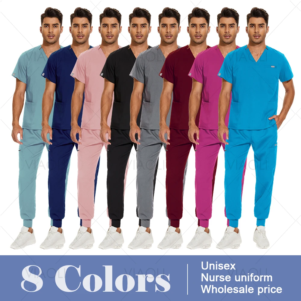 Dental Scrubs Men Medical Scrub Sets Uniform Women Joggers Doctor Surgical Gown Nursing Cleaning Spa Uniform Manicurist Workwear