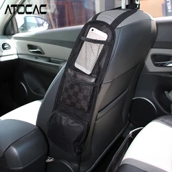 Car Seat Side Hanging Bag Phone Wallet Charging Cable Card Storage with Zipper Pocket Mesh Cover Auto Vehicle Interior Organizer