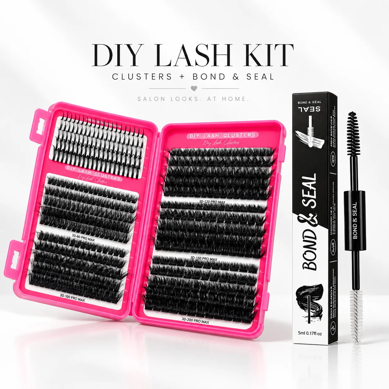 Spiky 80-200D DIY Clusters Eyelash Extension Kit Lashes Cluster Kit with Lash Bond and Seal