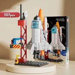 107 pz fai da te Building Blocks Space Rocket Craft Launch Center Base Puzzle modello assemblaggio mattoni piccolo Set educazione ragazzi giocattolo