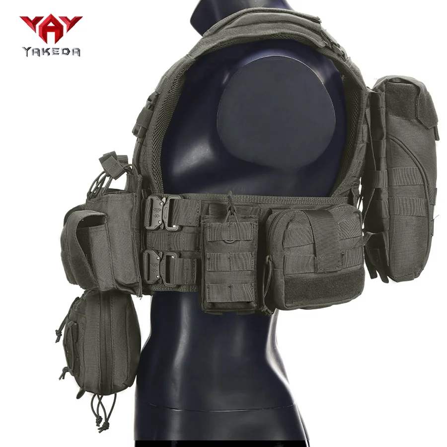 YAKEDA tiene cuatro chalecos de caza de liberación rápida de metal con una gran bolsa triple para colgar en la parte delantera