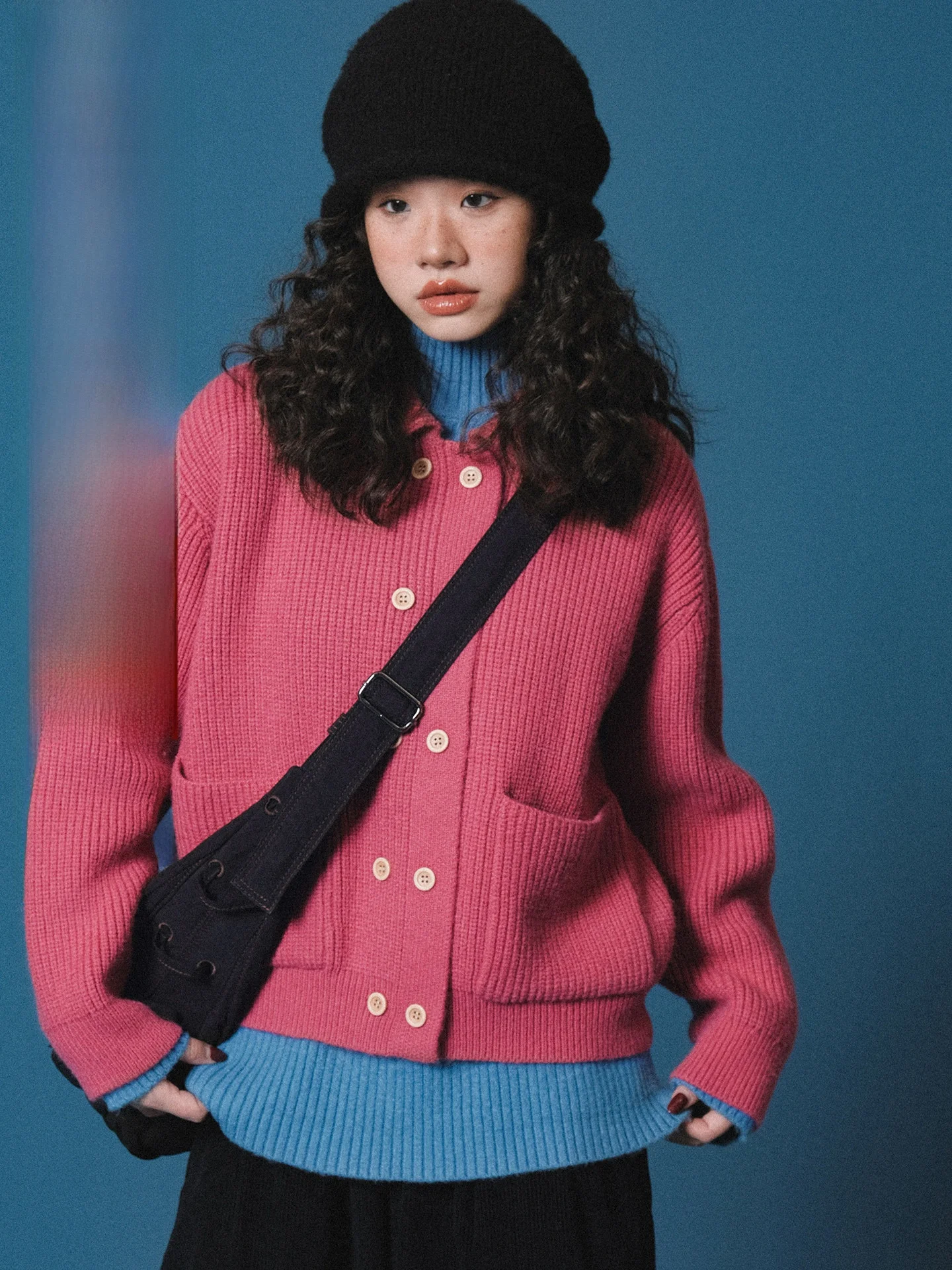 

Вязаный кардиган Ivy Yang с двойной застежкой, свободного кроя, с воротником, осенне-зимняя верхняя одежда, повседневный женский свитер